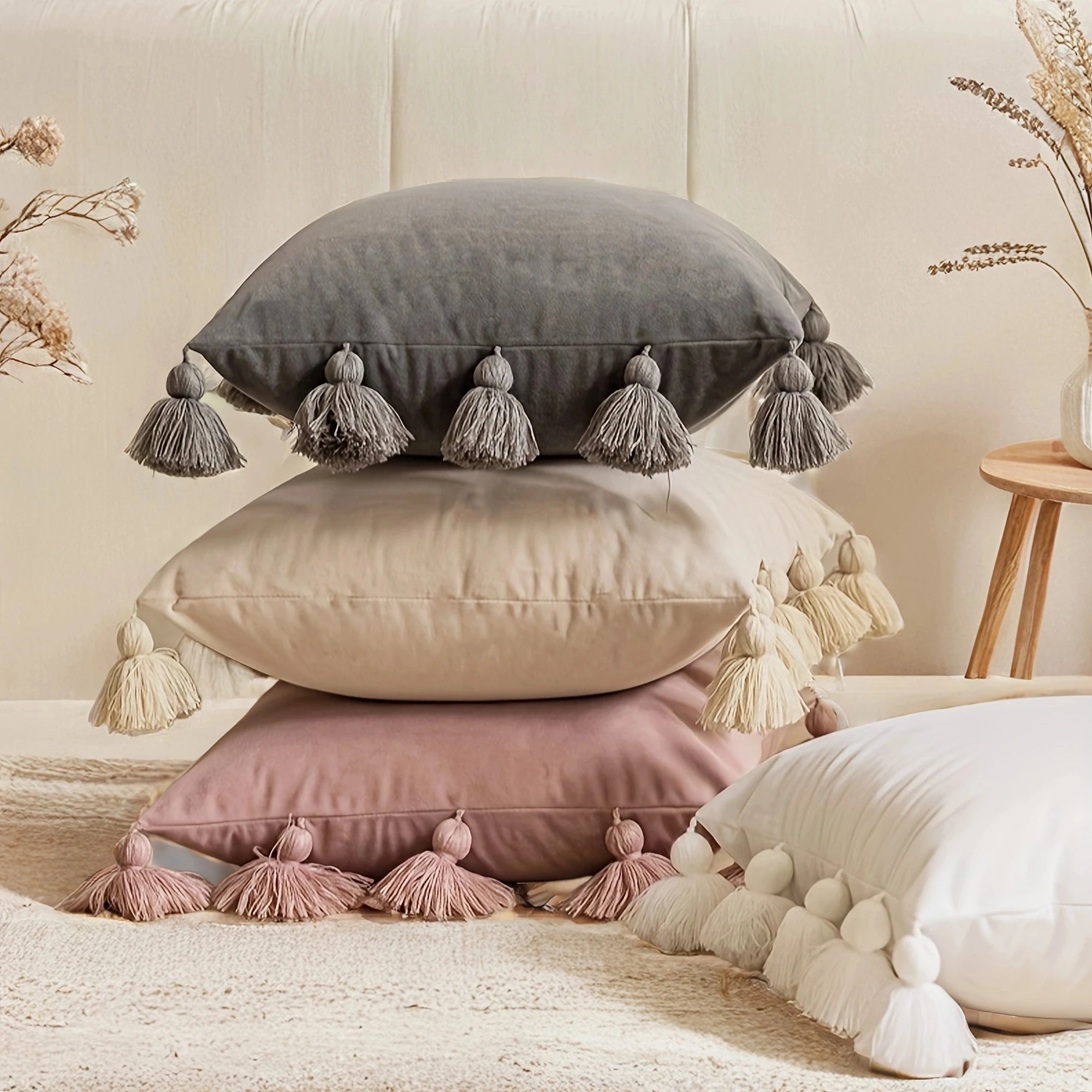 Frangia tassel cushions stacked
