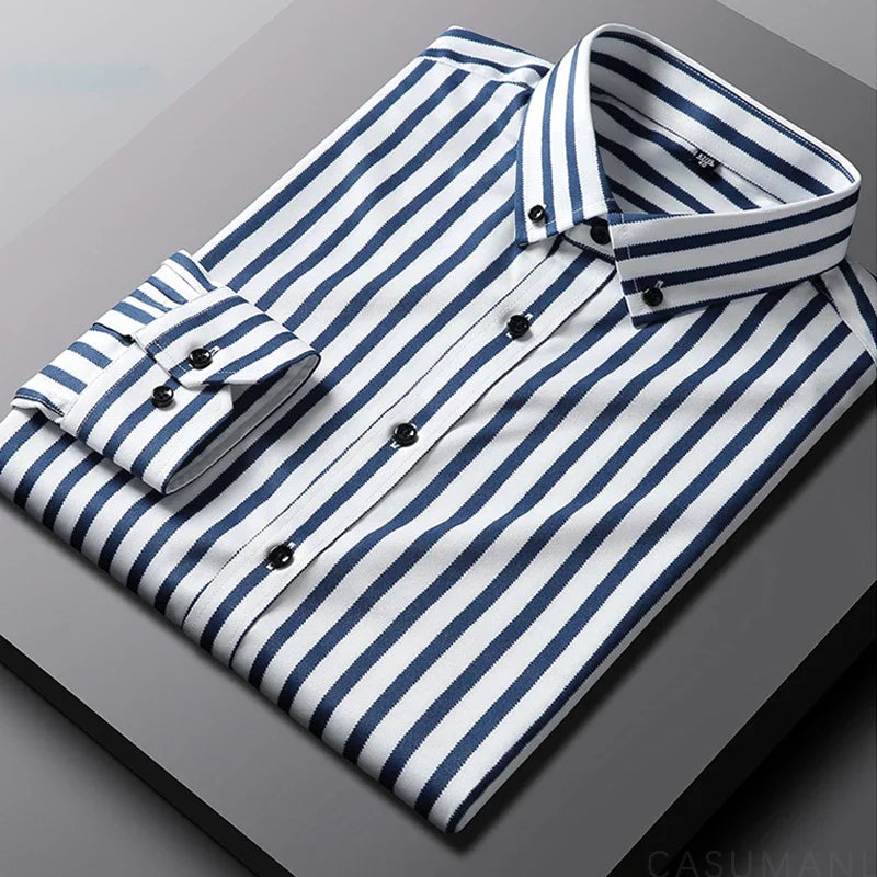 Men's striped shirt, alternate view