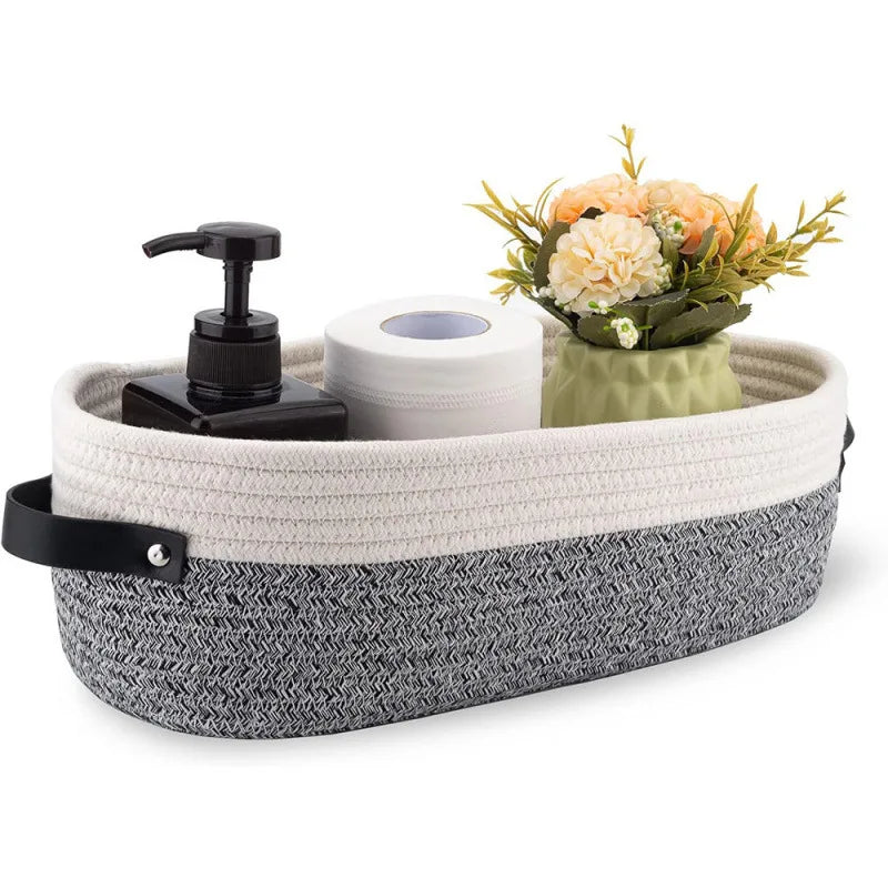 Fune rope basket with bathroom essentials