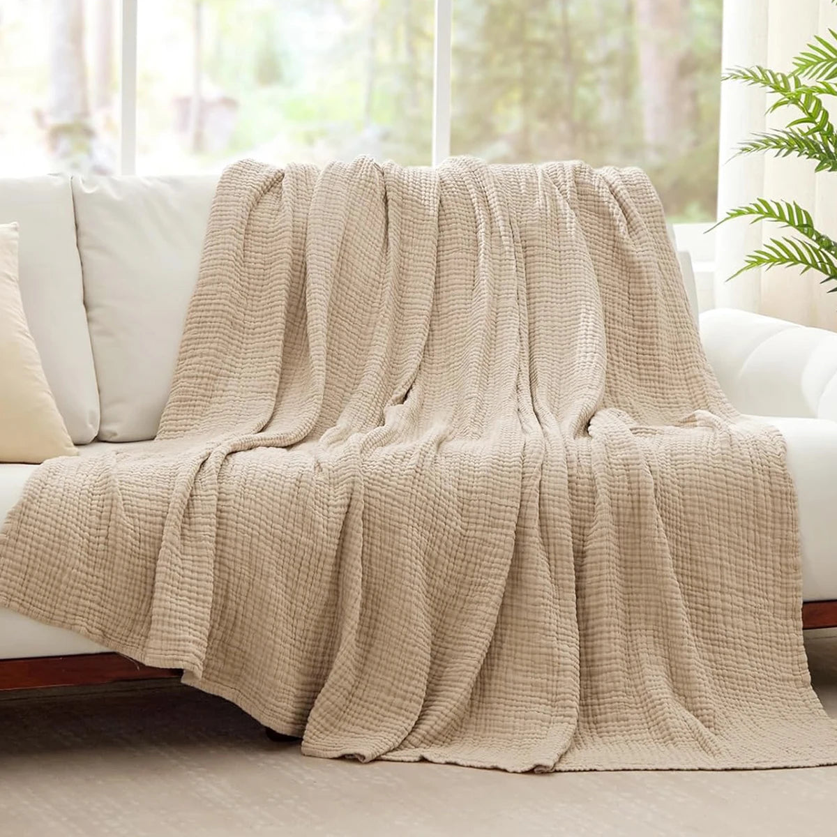 Garda muslin throw in beige