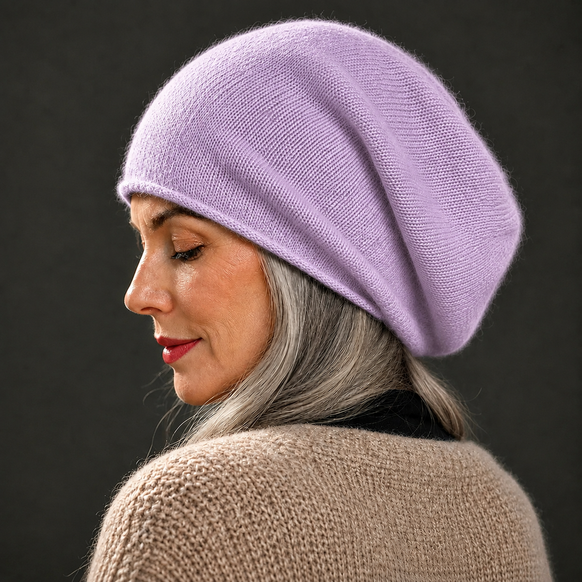 Giulia Soft-Knit Winter Beanie in Purple