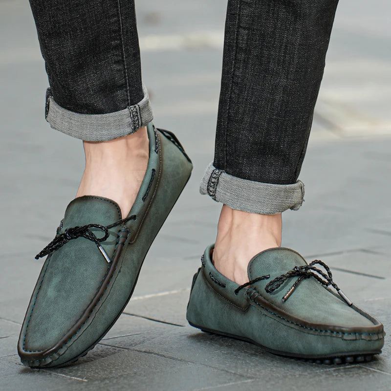 Handmade men's suede loafers, view 4