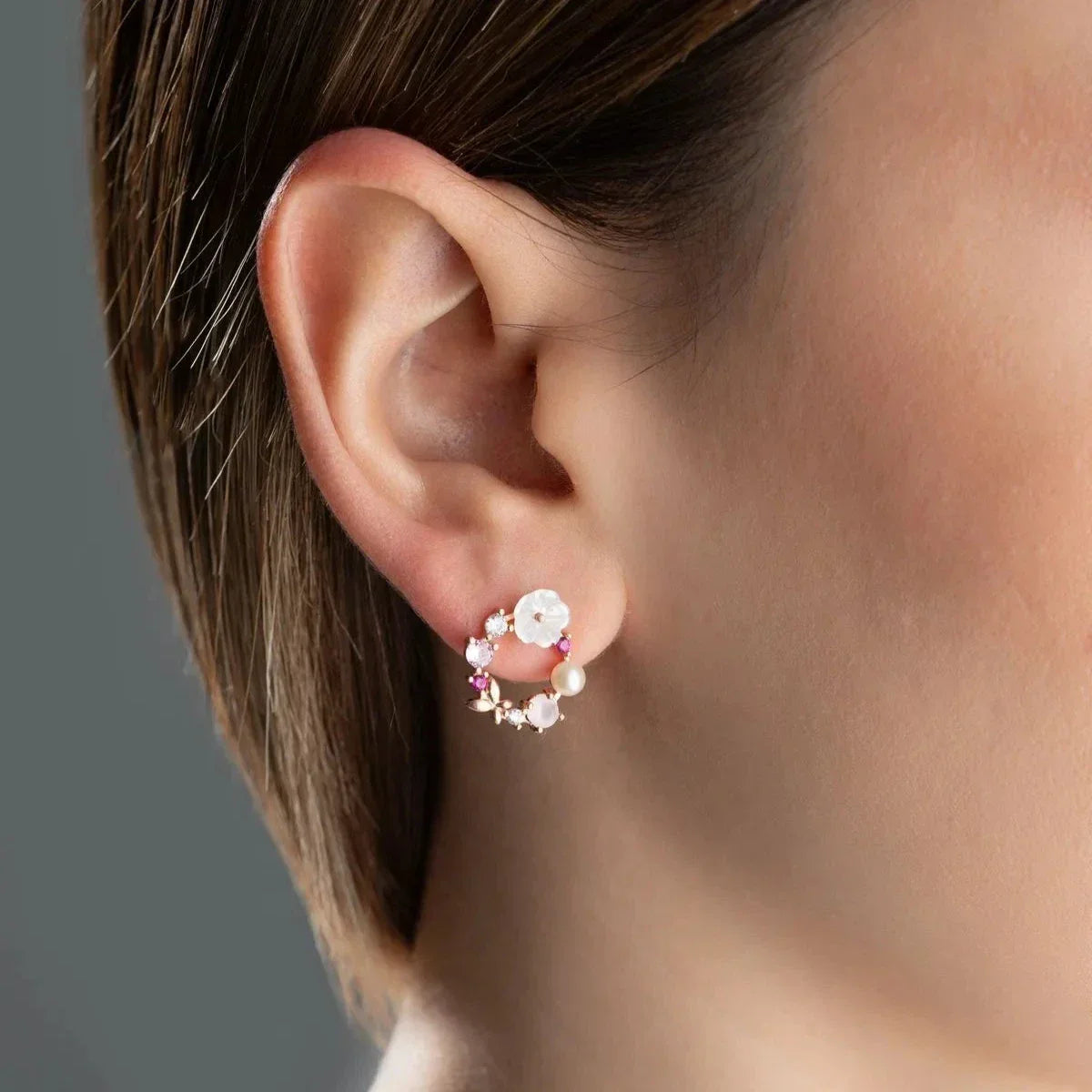 Iris women's floral earrings, view 4