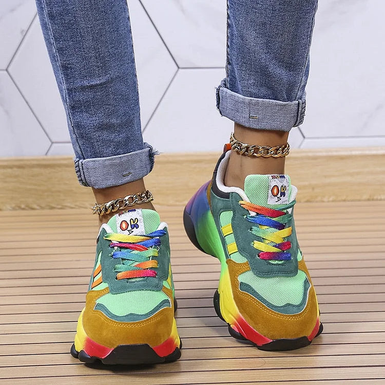 Isla Rainbow Comfort Sneakers in Green
