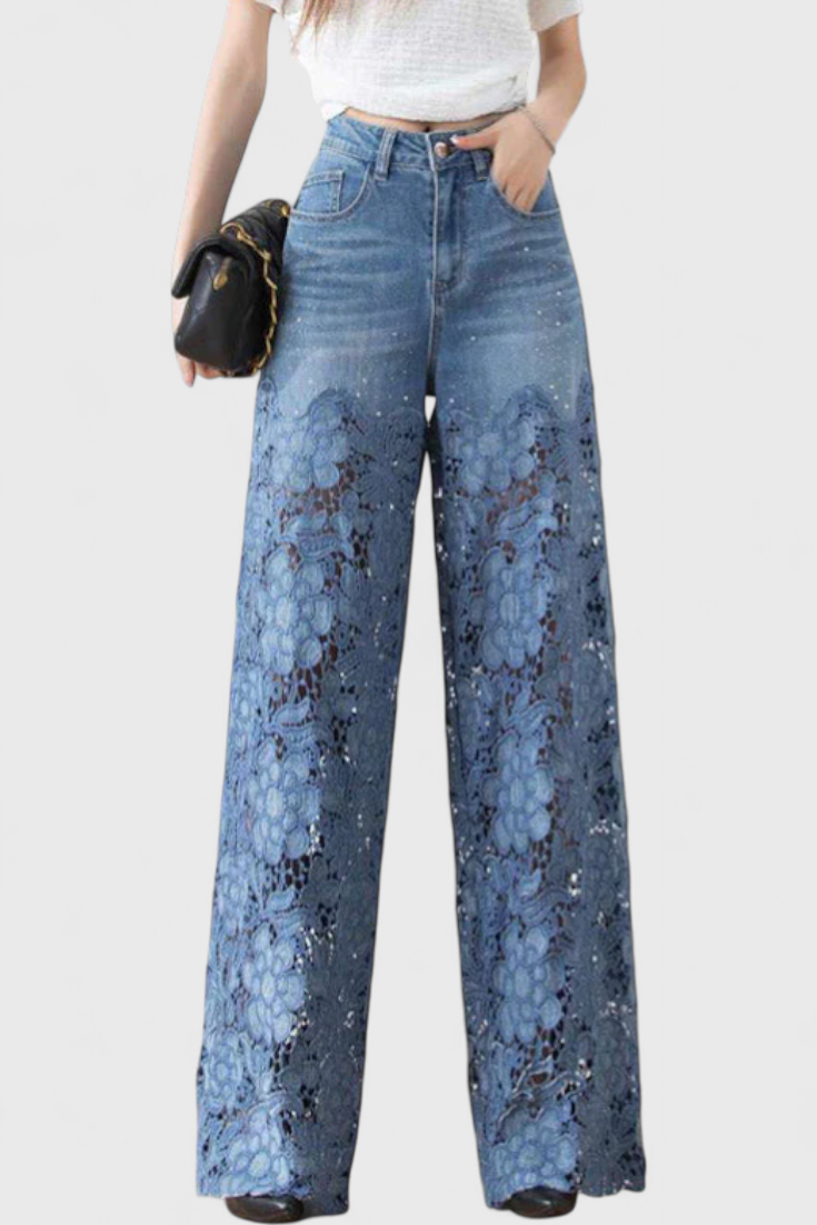 Jasiel women's denim lace pants – Avinos Milano