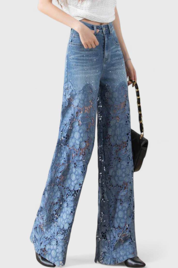 Jasiel women's denim lace pants, additional view