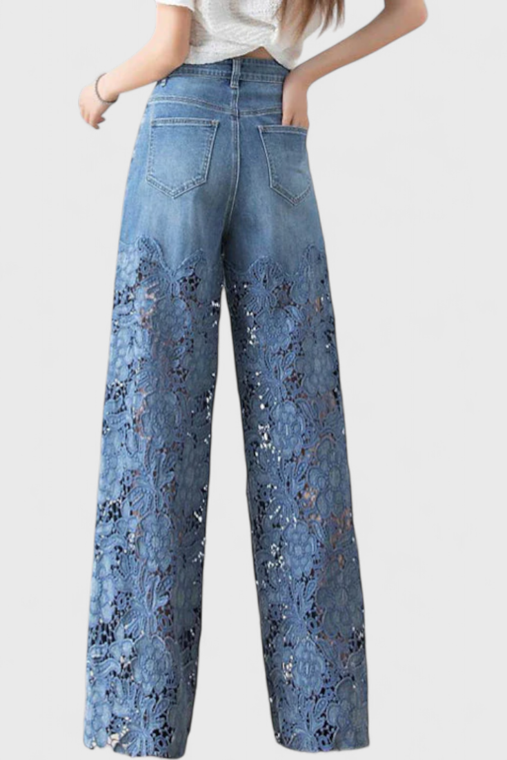 Jasiel women's denim lace pants, view 4