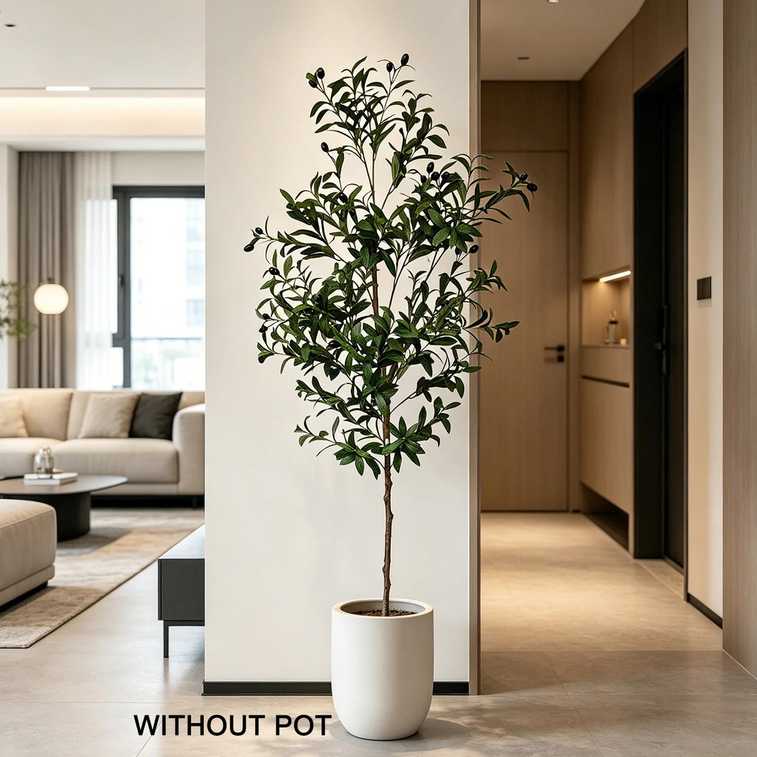 Liguria artificial olive tree in a living room
