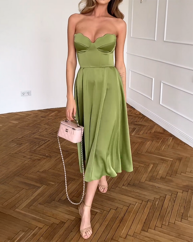 Liora Chic Strapless Midi Gown – women's wedding guest, view 3