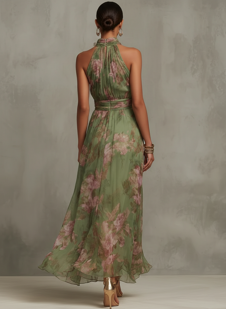 Livia Chic Floral Maxi Halter Dress – women's floral dresses, view 4