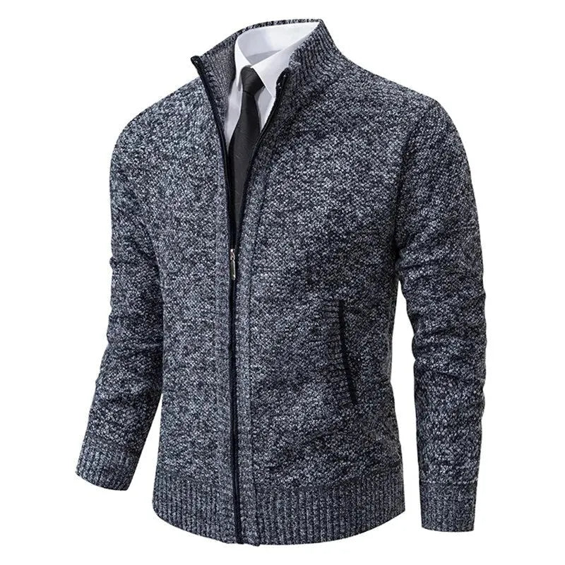 Livigno Zip Knit Cardigan - Charcoal Gray