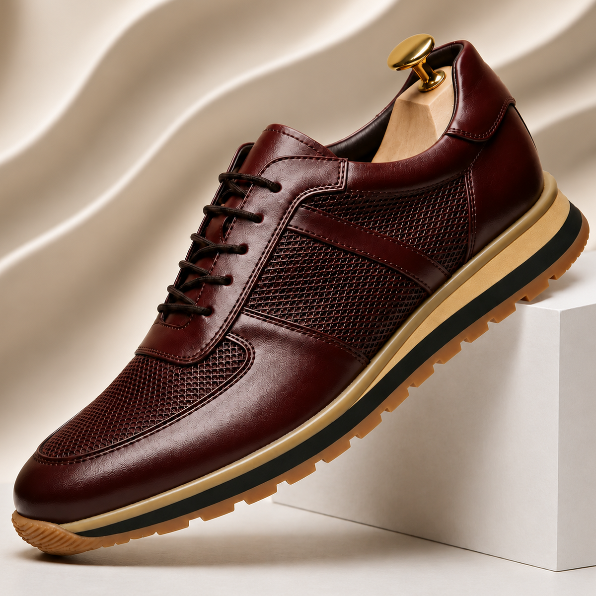 Luca Premium Leather Sneakers in Claret