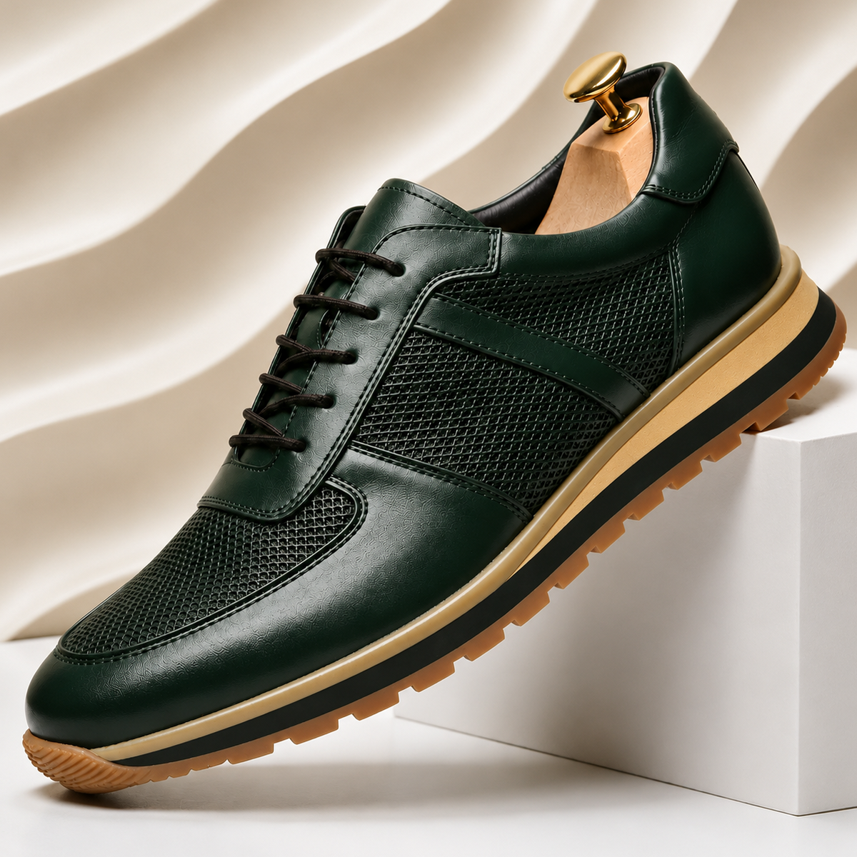 Luca Premium Leather Sneakers in Green