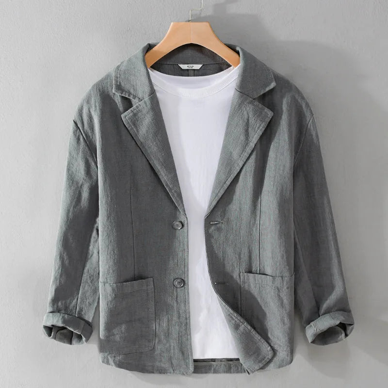 Luciano men's cotton-linen blazer in dark gray, relaxed fit