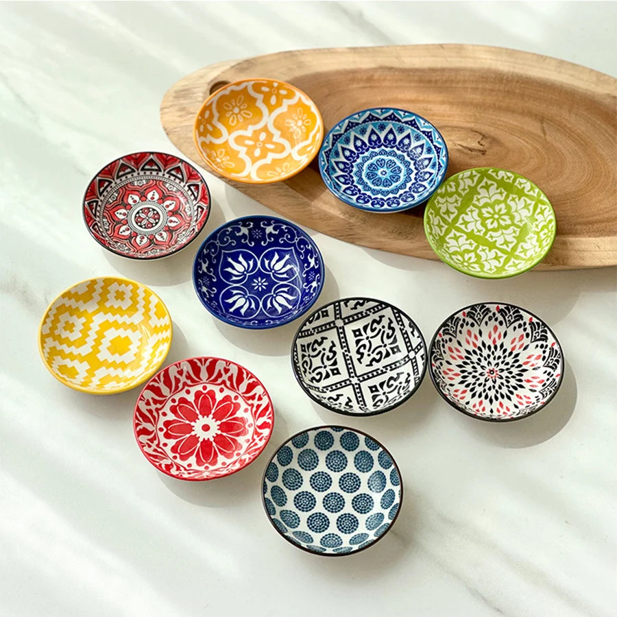 Maiolica set of ten painted ceramic dishes