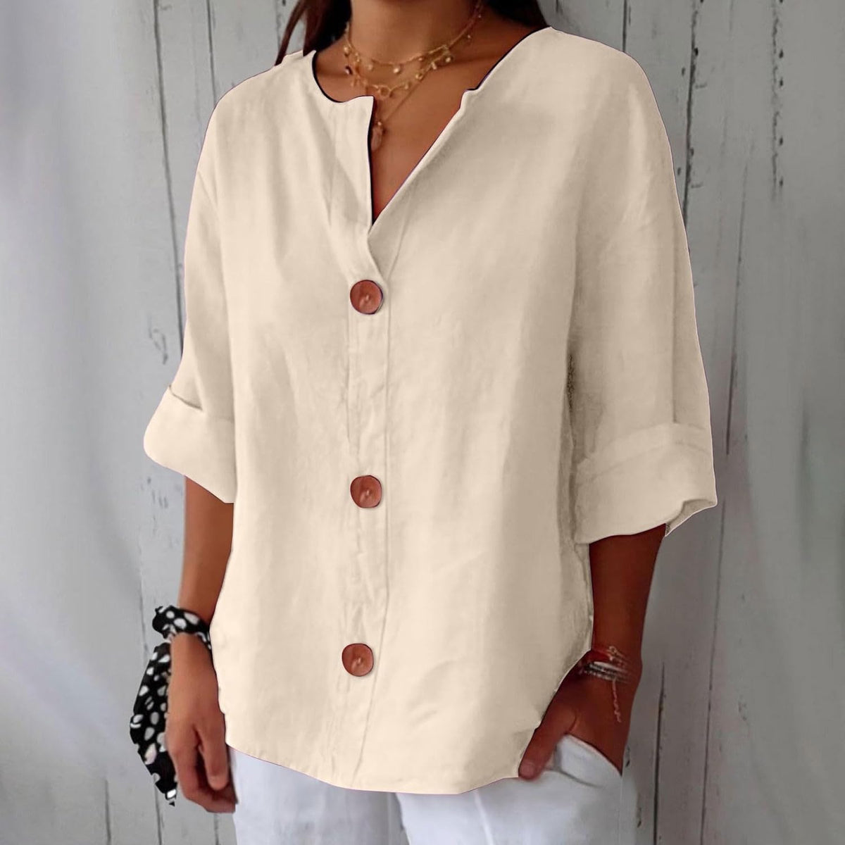 Maira women's cotton linen shirt, alternate view