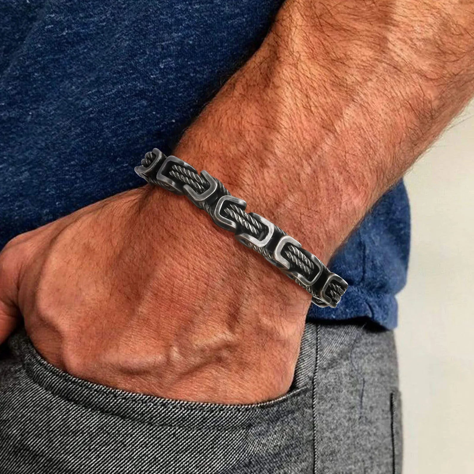 Marco Byzantine Chain Bracelet in Gunmetal