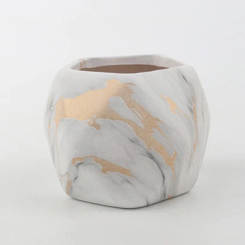Marmo white planter close-up