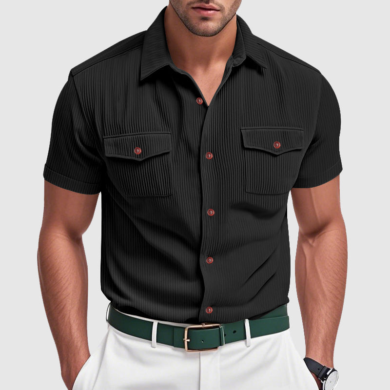 Men's elegant corduroy shirt, alternate view