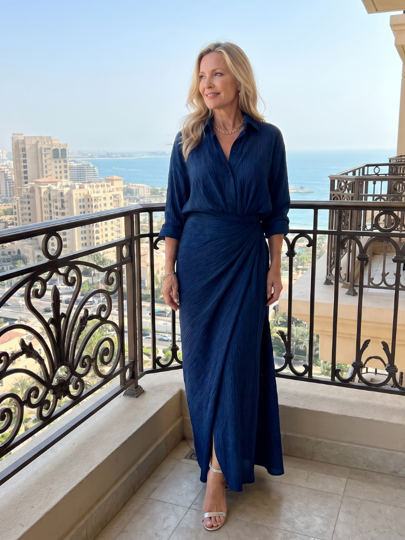 Mirque Long Sleeve Wrap Front Maxi Dress – women's dresses, view 4