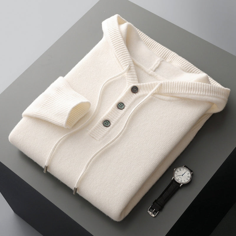 Merino men's elegant wool hoodie – Avinos Milano