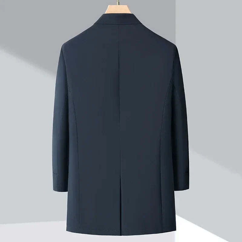 Navigli men's insulated overcoat in Navy, back view