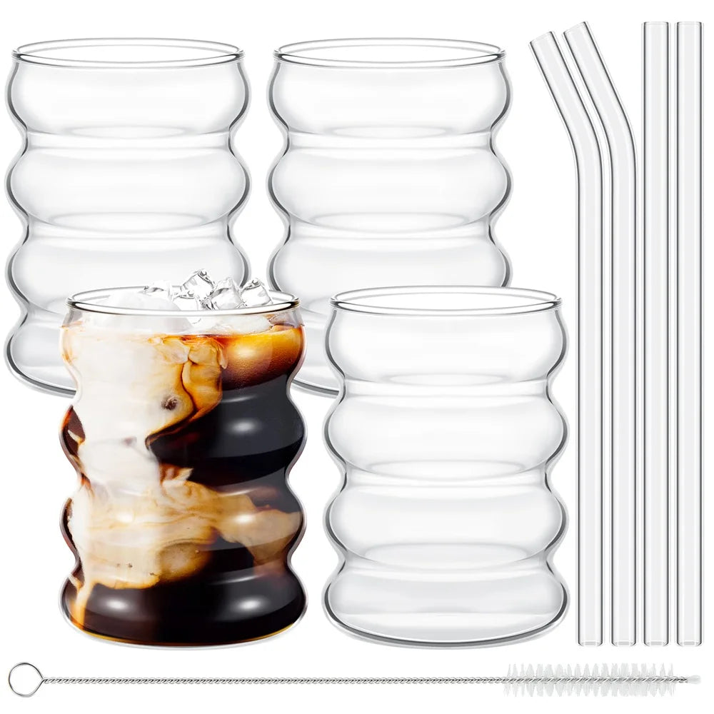 Onda ribbed glass cups