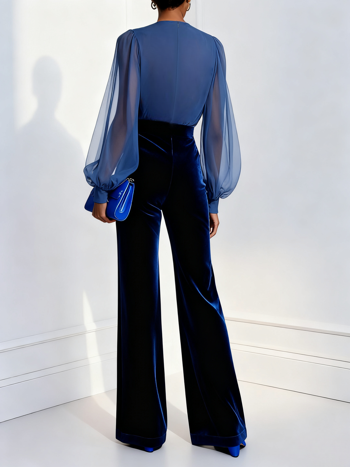 Women's mesh v-neck jumpsuit, alternate view