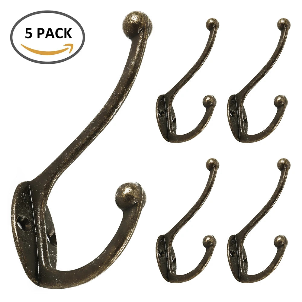 Ottone antique bronze hooks, set of five