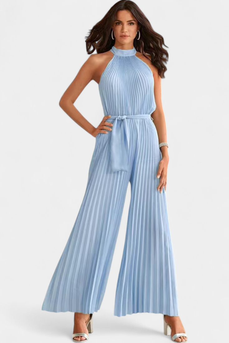 Patrizia Halter Neck Pleated Palazzo Jumpsuit – women's jumpsuits, view 6