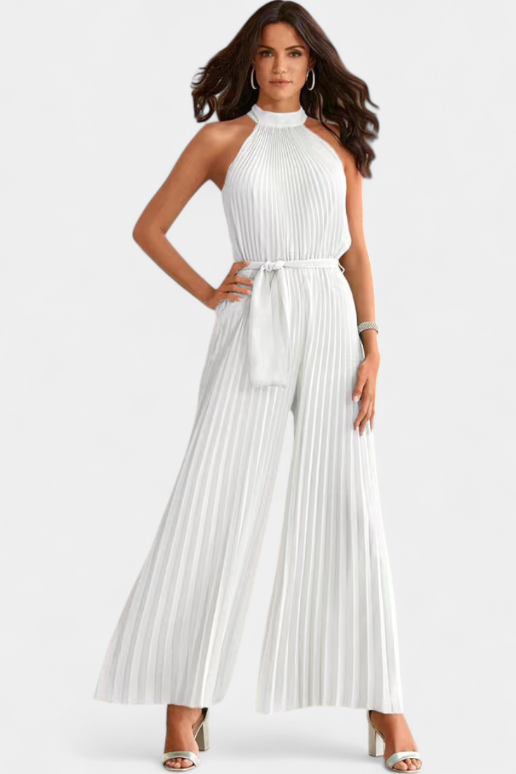 Patrizia Halter Neck Pleated Palazzo Jumpsuit – women's jumpsuits, view 9