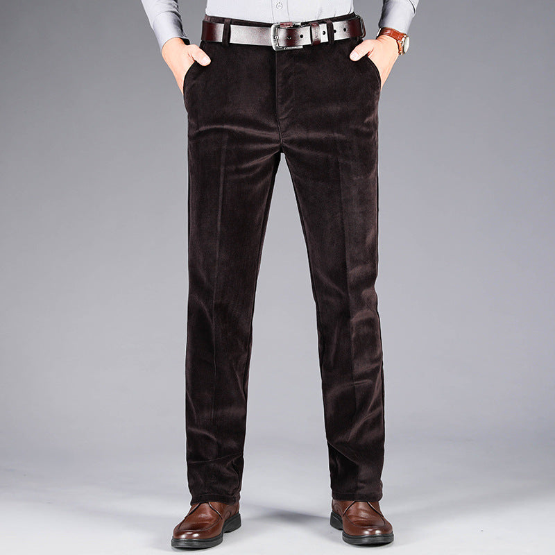 Pavia men's corduroy straight-leg pants in Dark Brown
