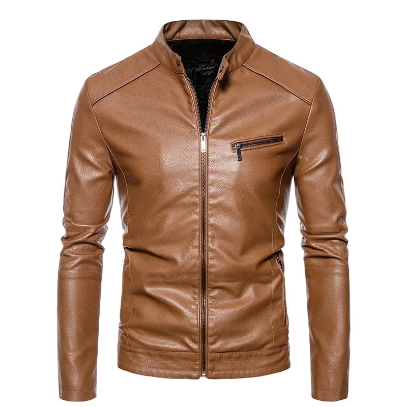 Plush men's leather jacket, alternate view