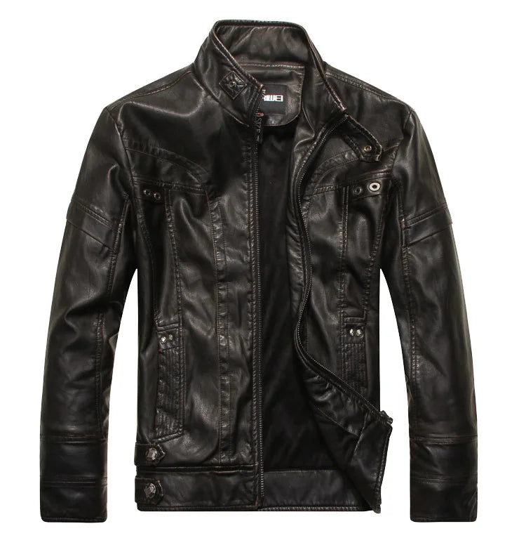 Men's elegant leather jacket, alternate view