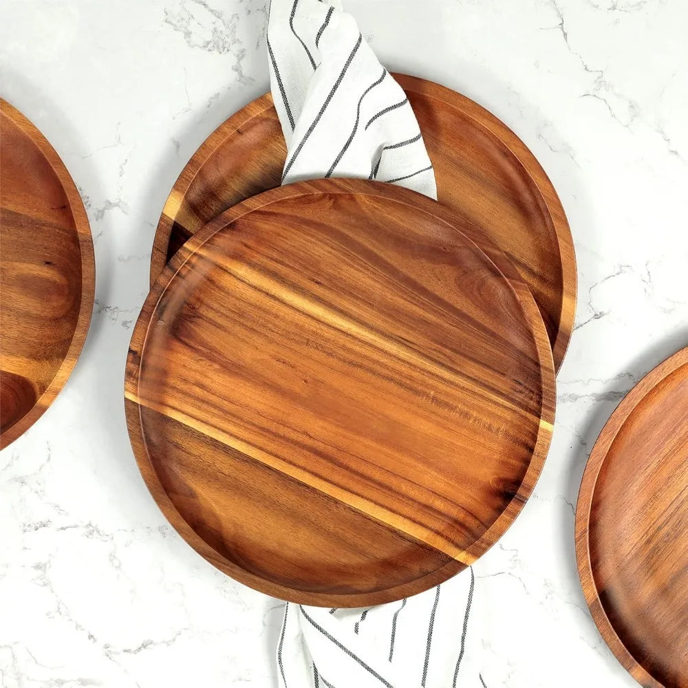 Pranzo acacia plates stacked