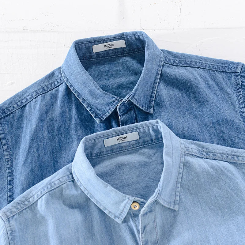 Men's denim shirt, alternate view