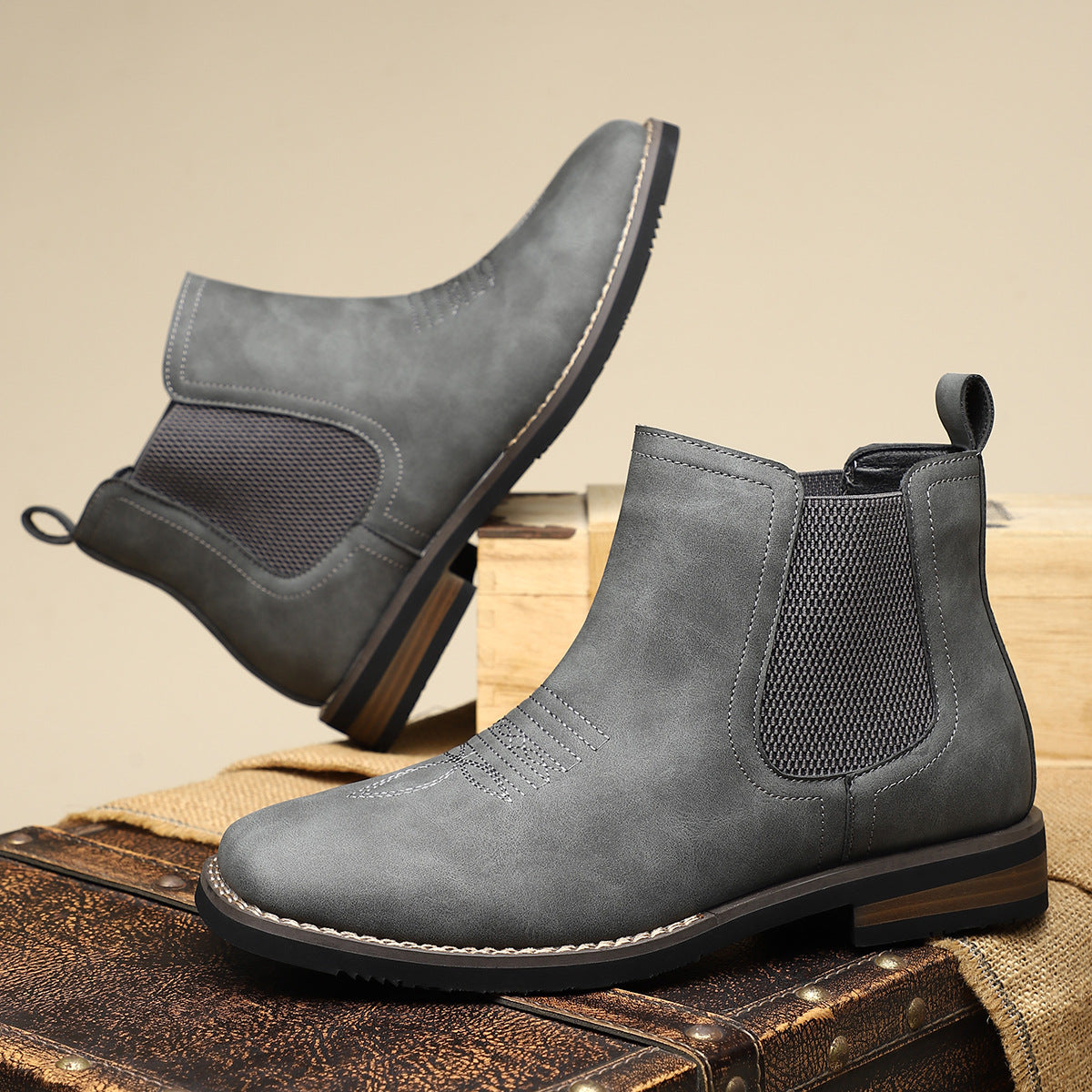 Umberto men's leather boots, alternate view