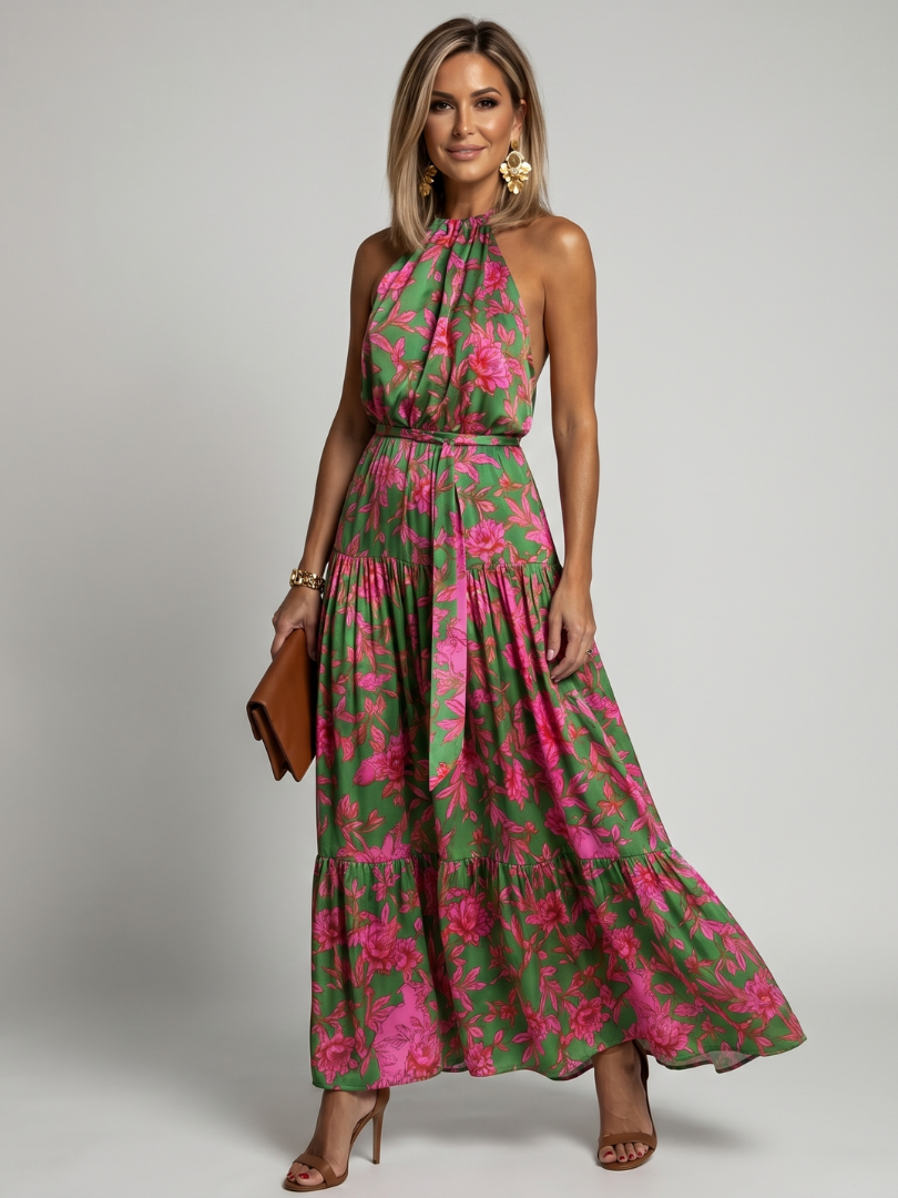 Rowen Draped Halter Midi Dress – women's dresses, view 2