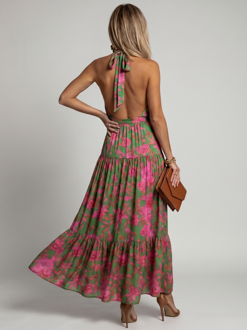 Rowen Draped Halter Midi Dress – women's dresses, view 4