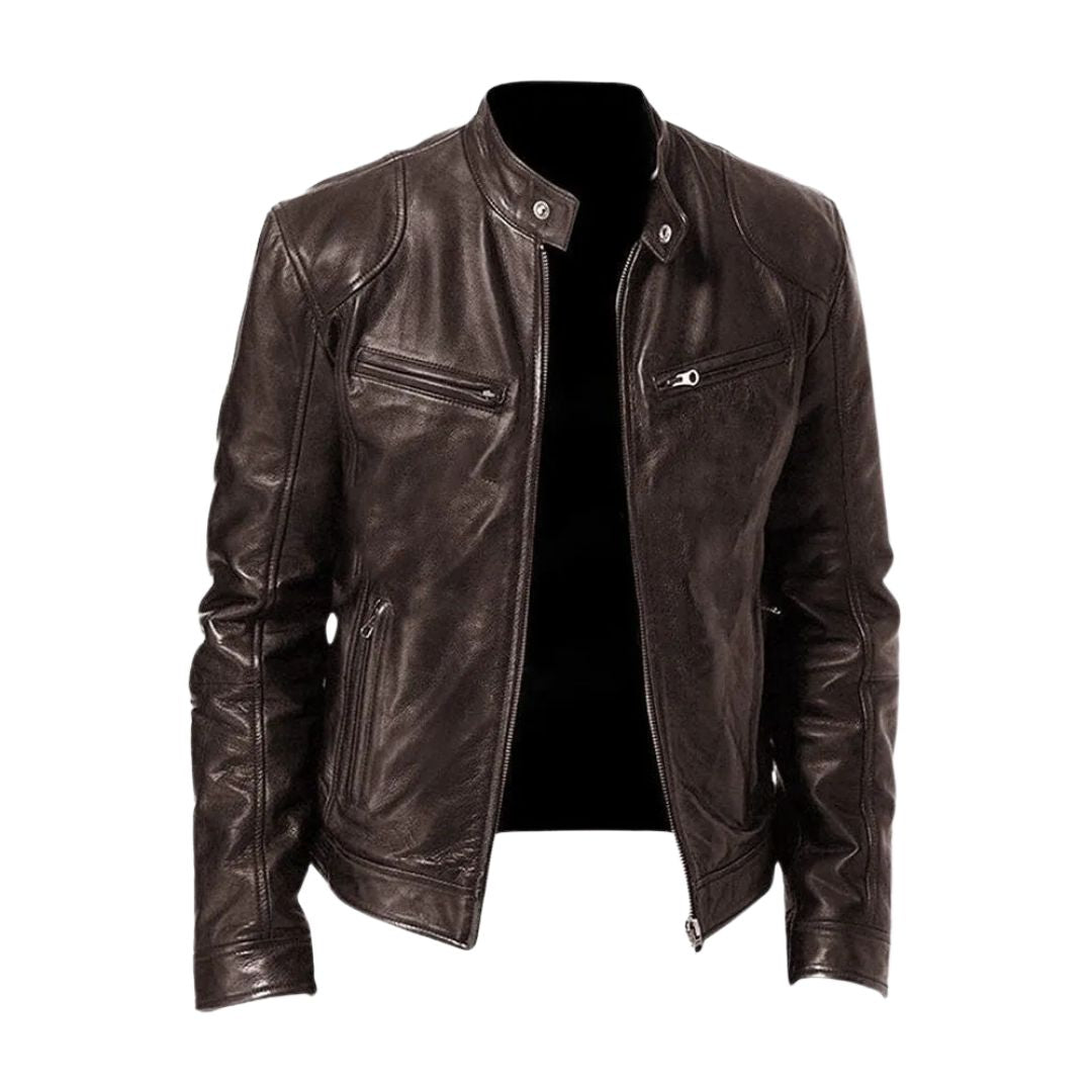 Ryder men's casual leather jacket in Dark Brown