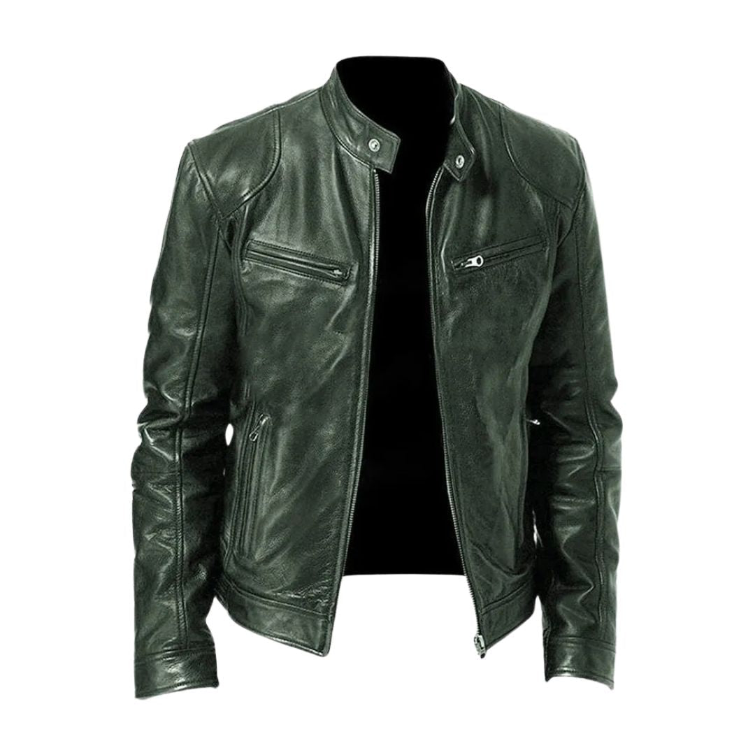Ryder men's casual leather jacket in Dark Green