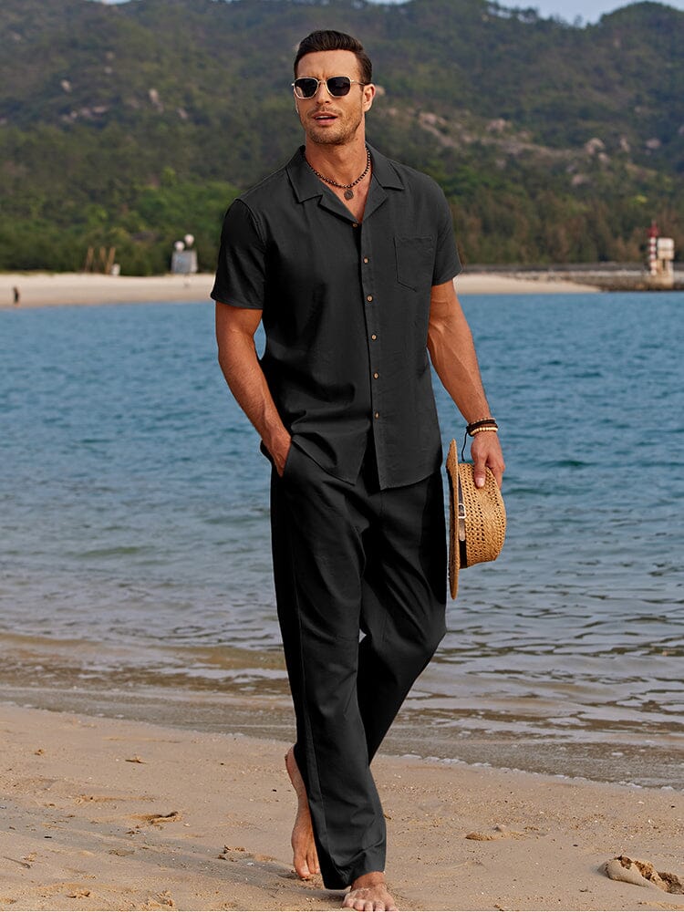 Franco men's elegant linen two-piece set, alternate view