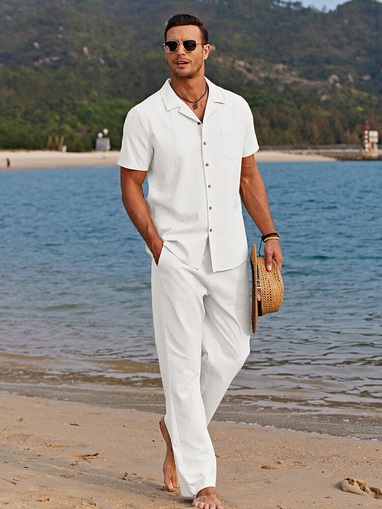 Franco men's elegant linen two-piece set, view 4