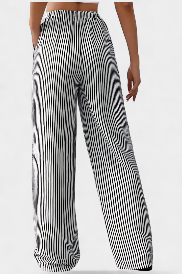 Waist women's lightweight striped pants, alternate view