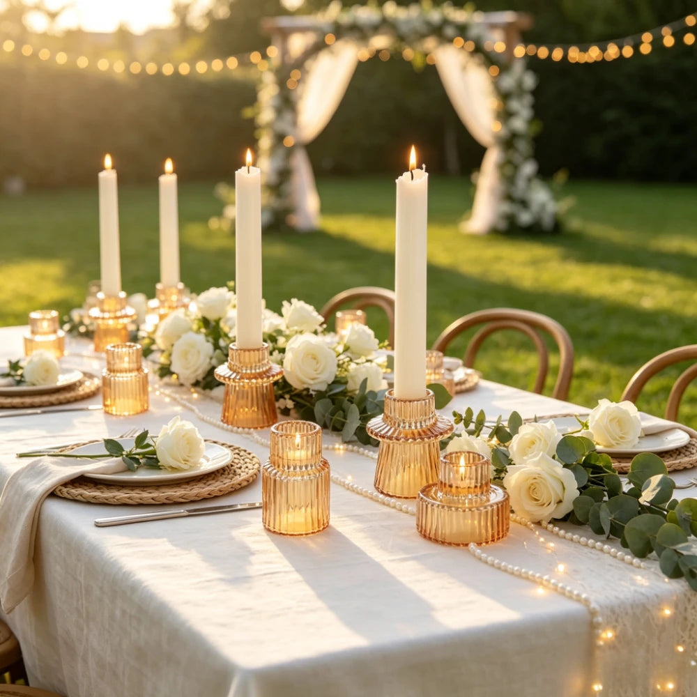 Sanremo candle holders on a dinner table