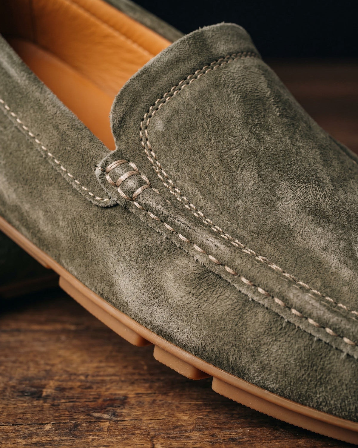 Sawyer men's olive faux suede driving moccasins, photo 4