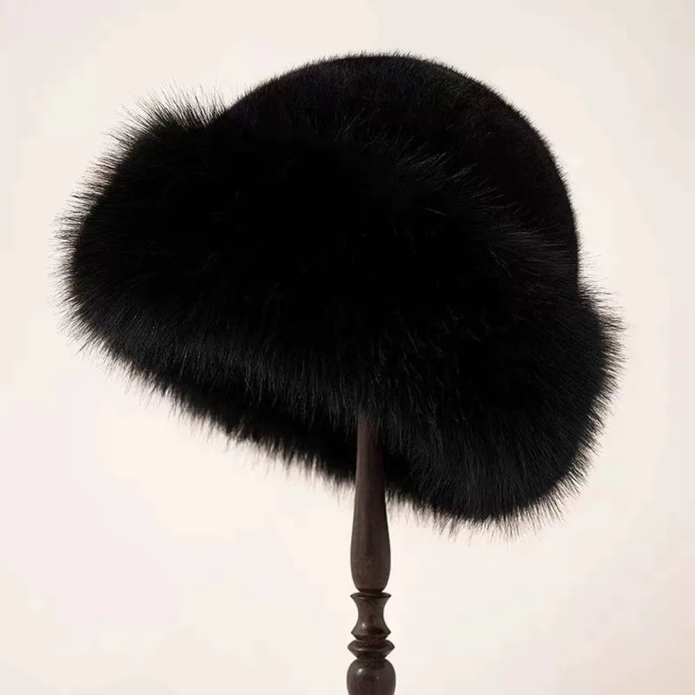 Sofia Faux-Fur Winter Hat in Black