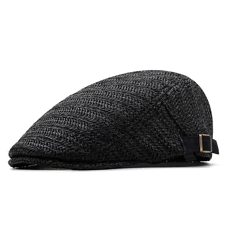 Sorrento men's woven flat cap in Black
