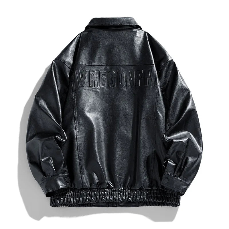 Motorcycle men's leather jacket, alternate view