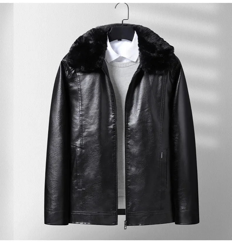Men's fleece leather jacket, alternate view